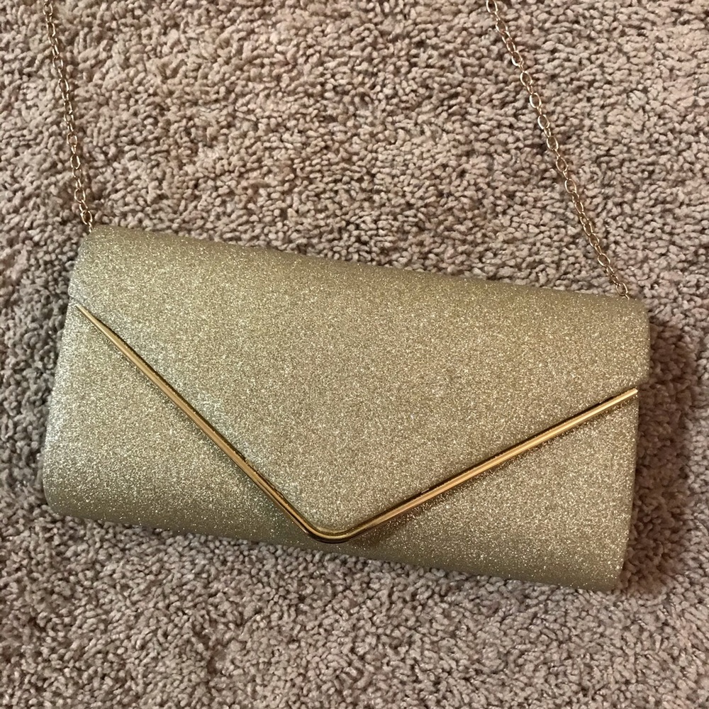 Gold clutch with strap